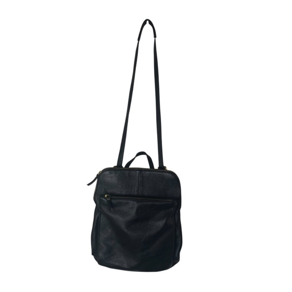 L.CREDI Convertible Leather Backpack Messenger in Black main image 4